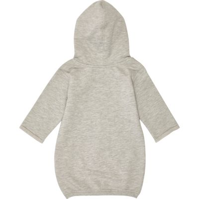 Mini girls grey sequin hoodie dress